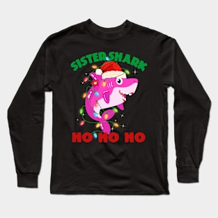 Sister Shark Ho Ho Ho Christmas Long Sleeve T-Shirt